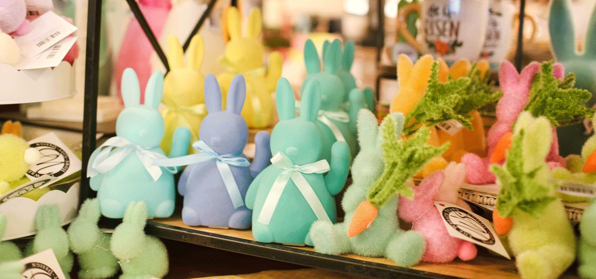Colorful flocked bunnies