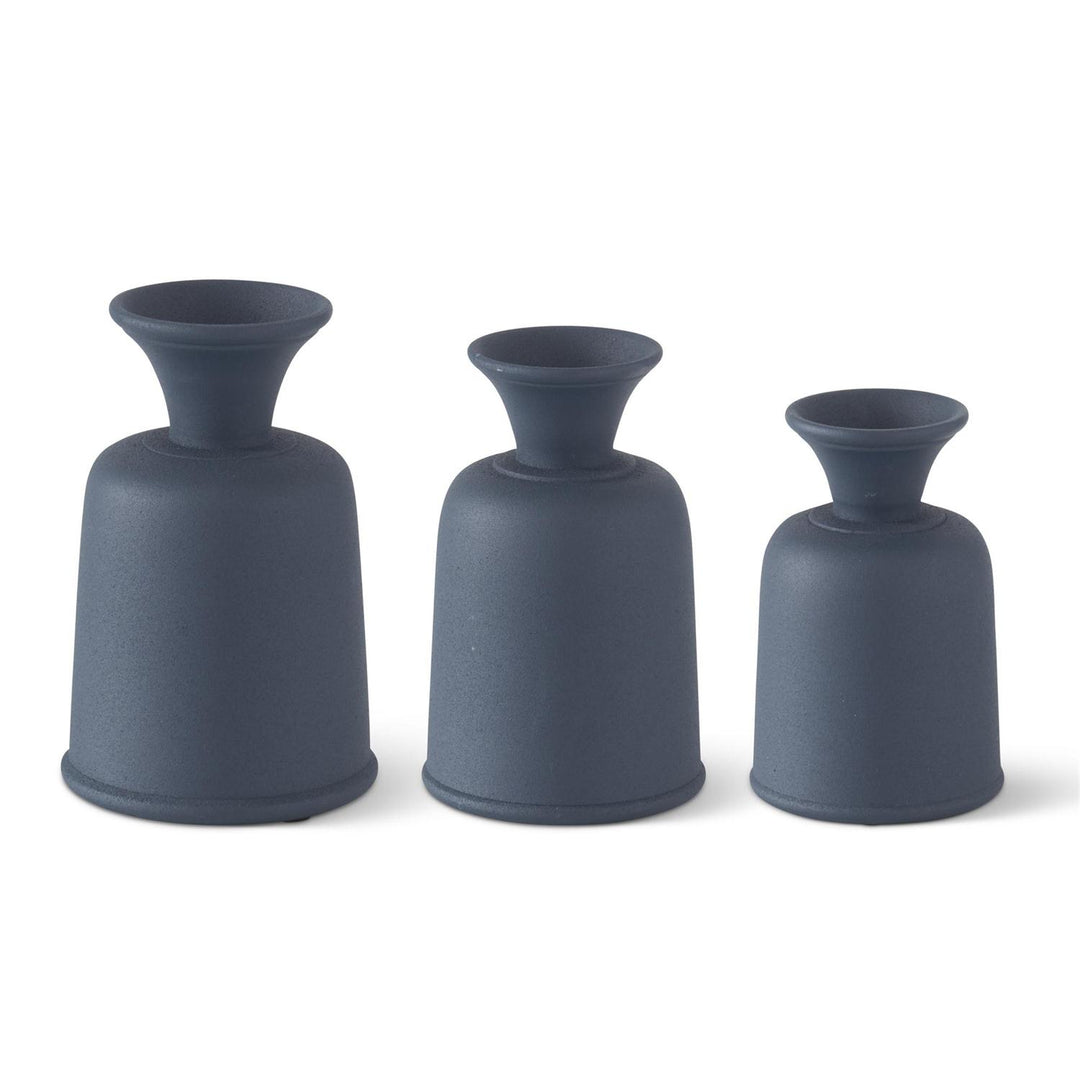 Blue Metal Fluted Vases