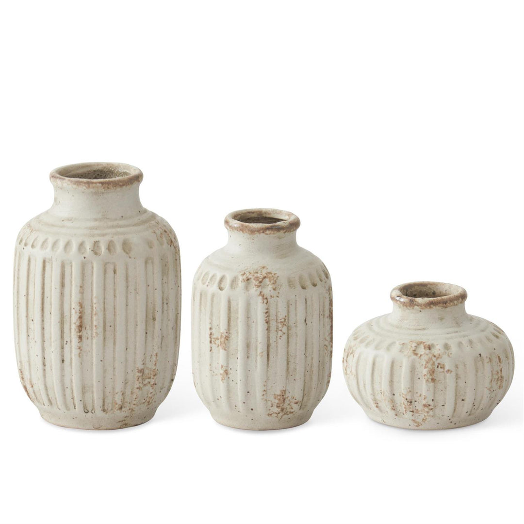 Weathered Cream Ceramic Bud Vase