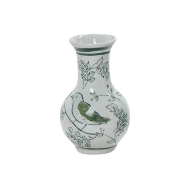 Green & White Chinoiserie Vase