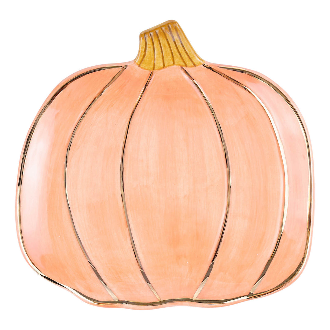 Pumpkin-shaped plate with gold rim