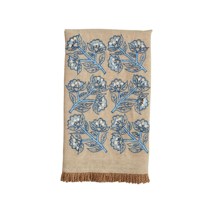 Block Print Embroidered Tea Towel