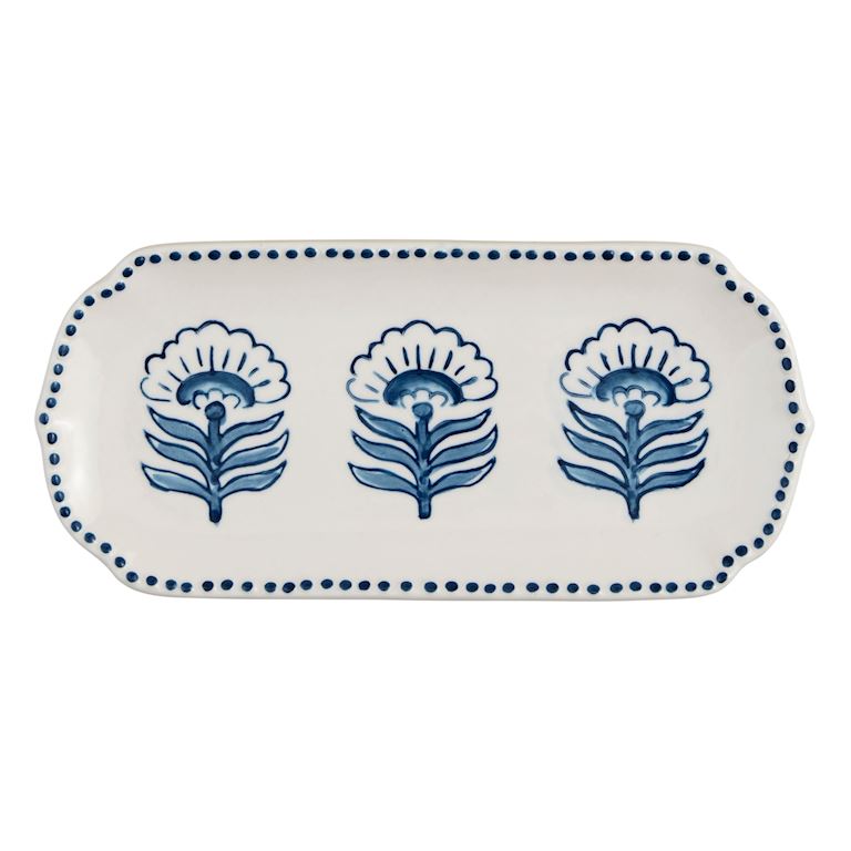 Blue Block Print Everything Tray