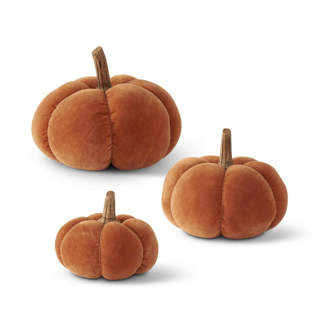 Rust Velvet Pumpkin w/Wood Stem