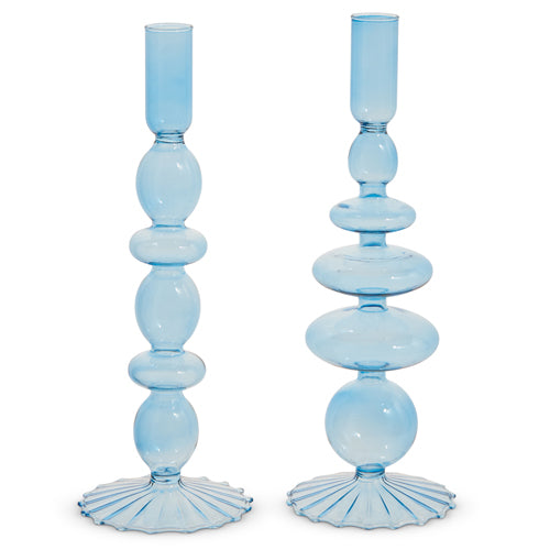 Blue Glass Candle Stick