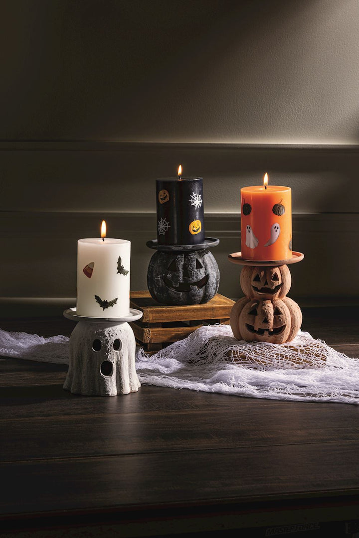 Handpainted Halloween Pillar Candle