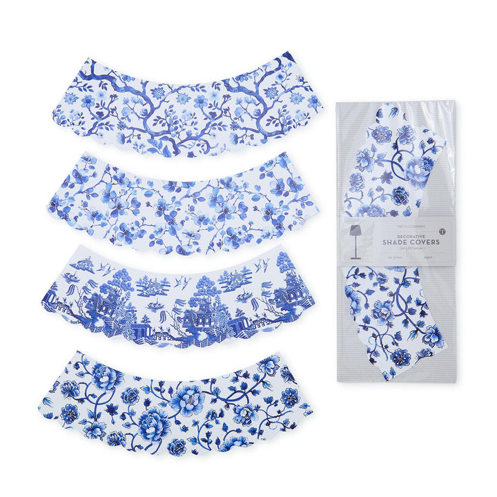 Blue/White Paper Shade Cover Set