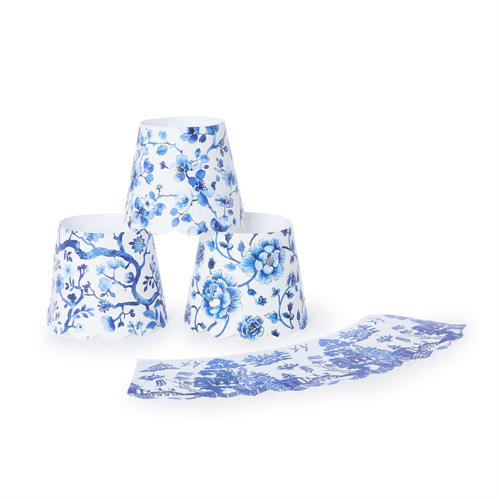 Blue/White Paper Shade Cover Set