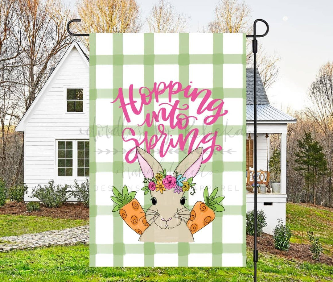 Hopping Into Spring Garden Flag