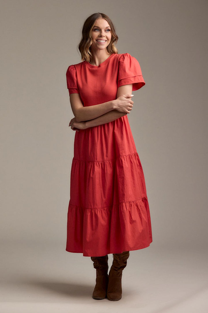Red Patton T-Shirt Midi Dress