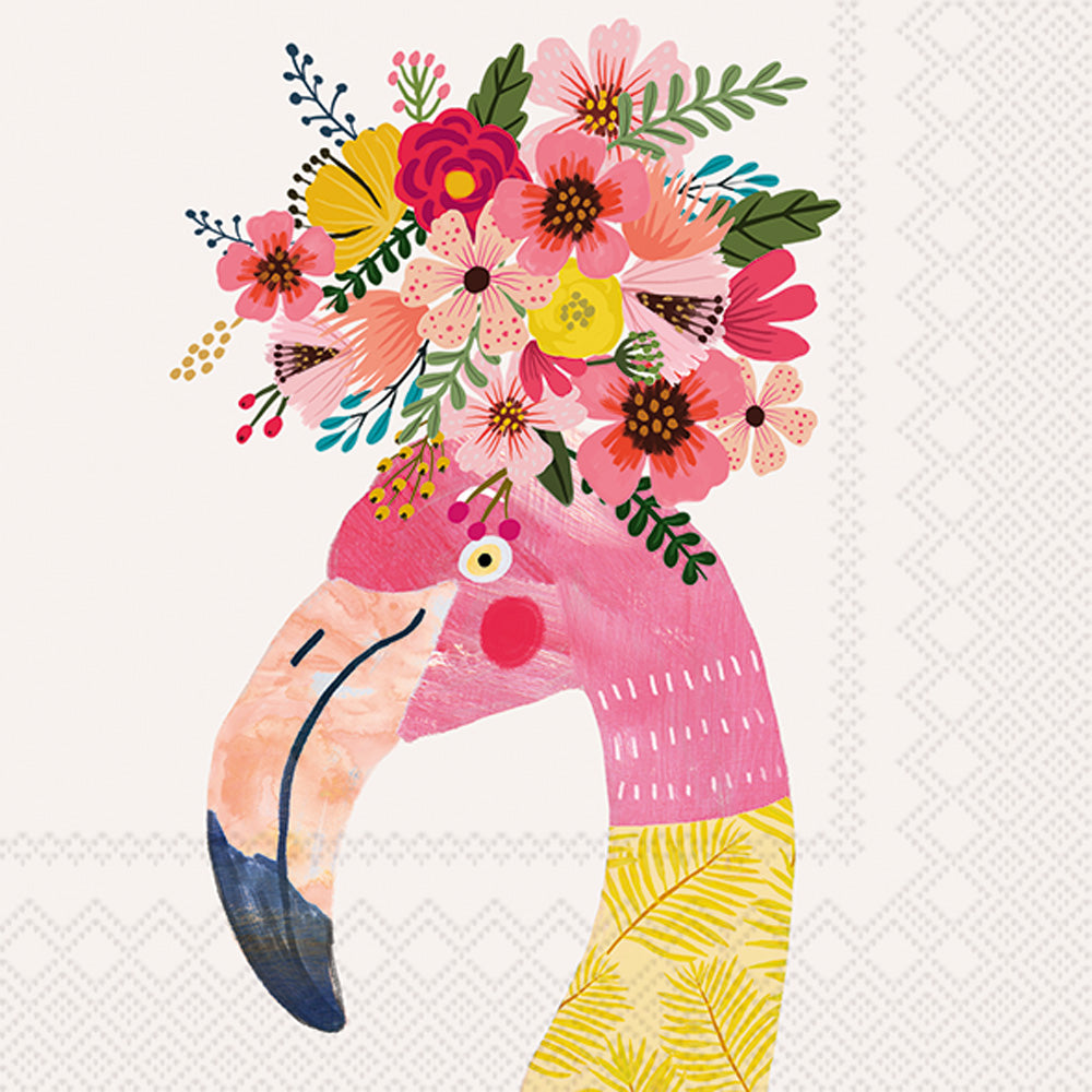 Floral Flamingo Cocktail Napkins