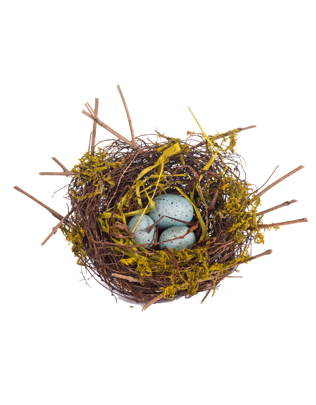 Moss Nest Blue Eggs, 5"