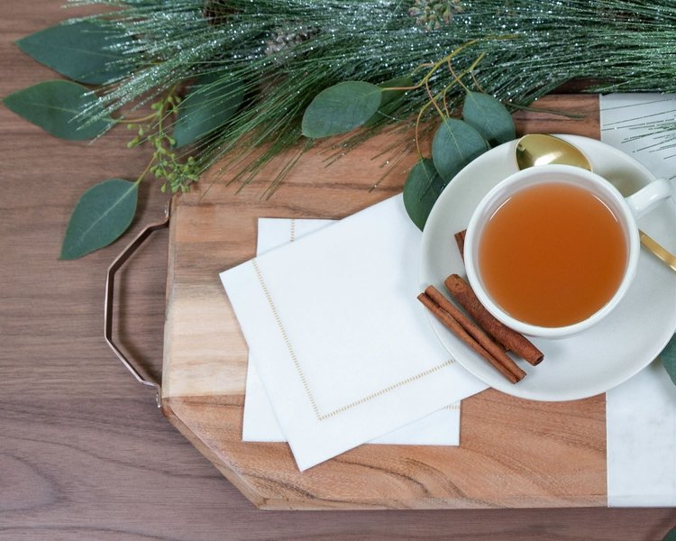 Hemstitch Cocktail Napkin Taupe