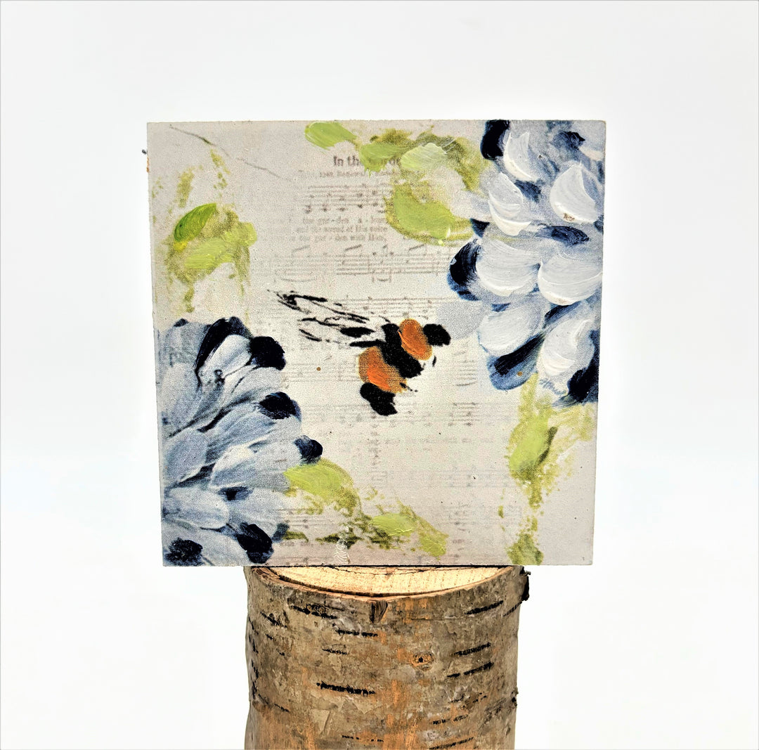 Blue Flowers & Bee Sign