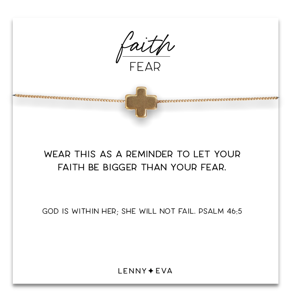 Faith Over Fear Cross Necklace Gold