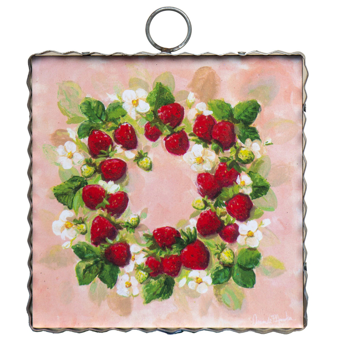 Mini Strawberry Wreath Print