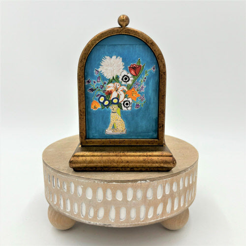 Arched Metal Framed Table Art, Teal