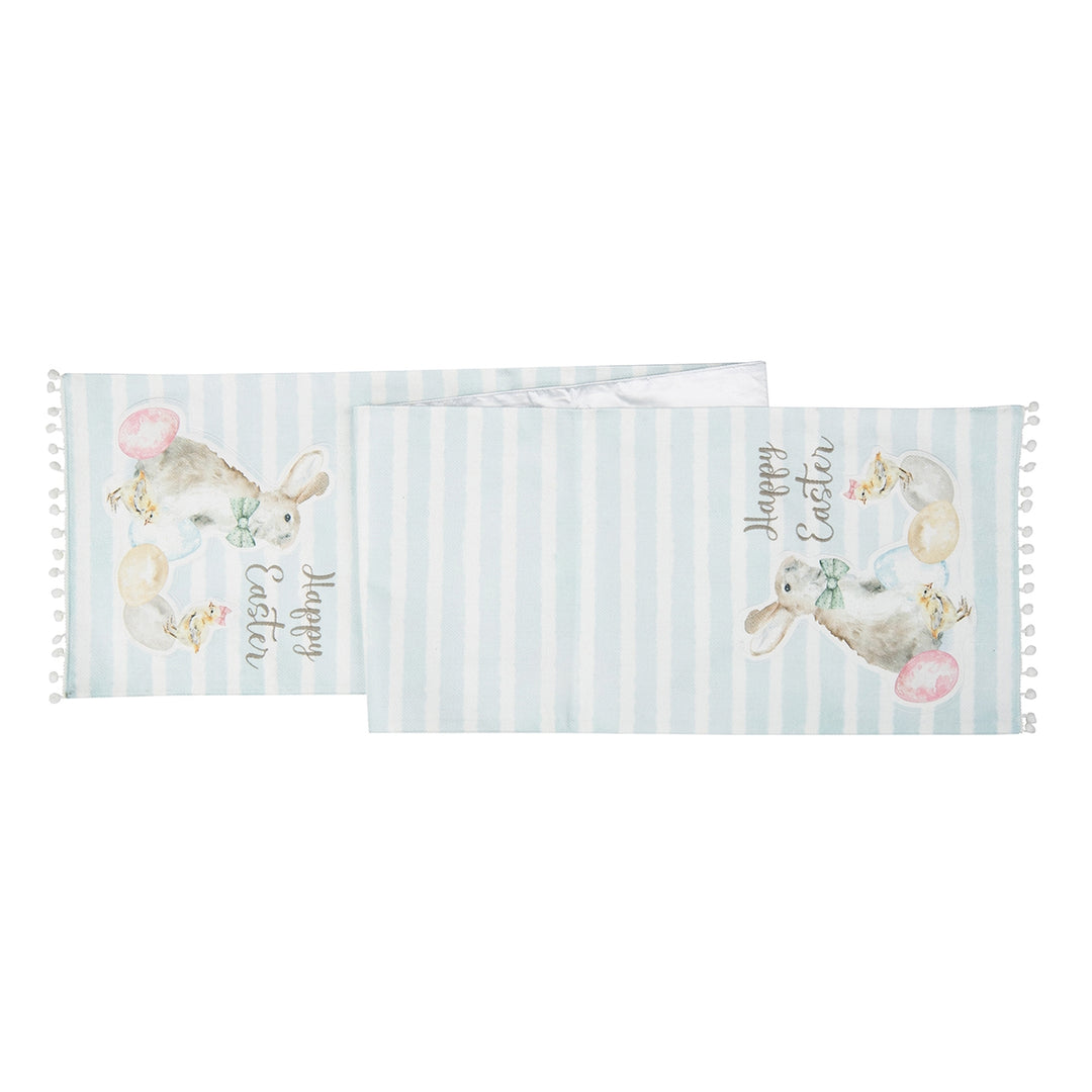 Happy Easter Blue Stripe Table Runner