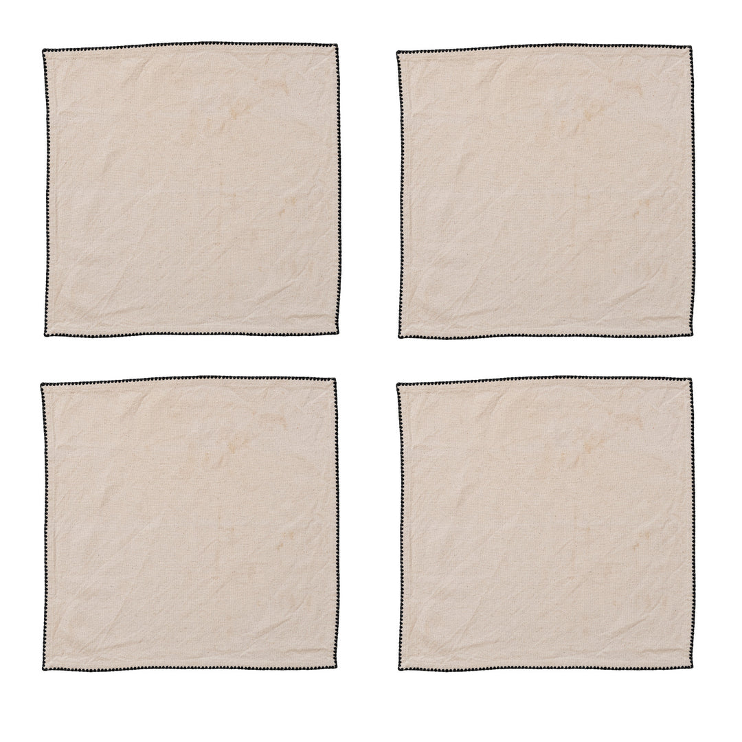 Cotton Napkins w/Edge Stitching, Set of 4