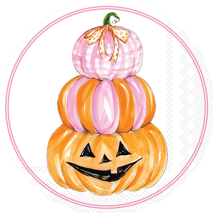 Pink Pumpkin Stacked Shaped Lunch Napkins