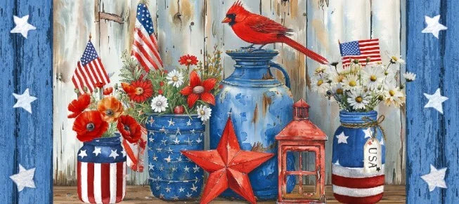 Patriotic Redbird Mini Door Mat Insert