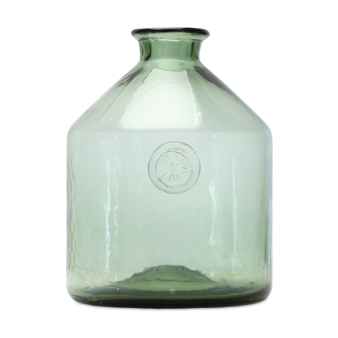 Wide Green Glass Vase