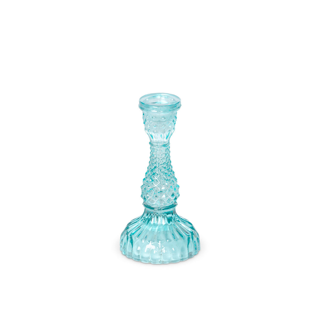 Pressed Glass Turquoise Taper Holder