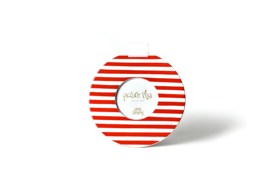 Red Medium Stripe Mini Round Frame
