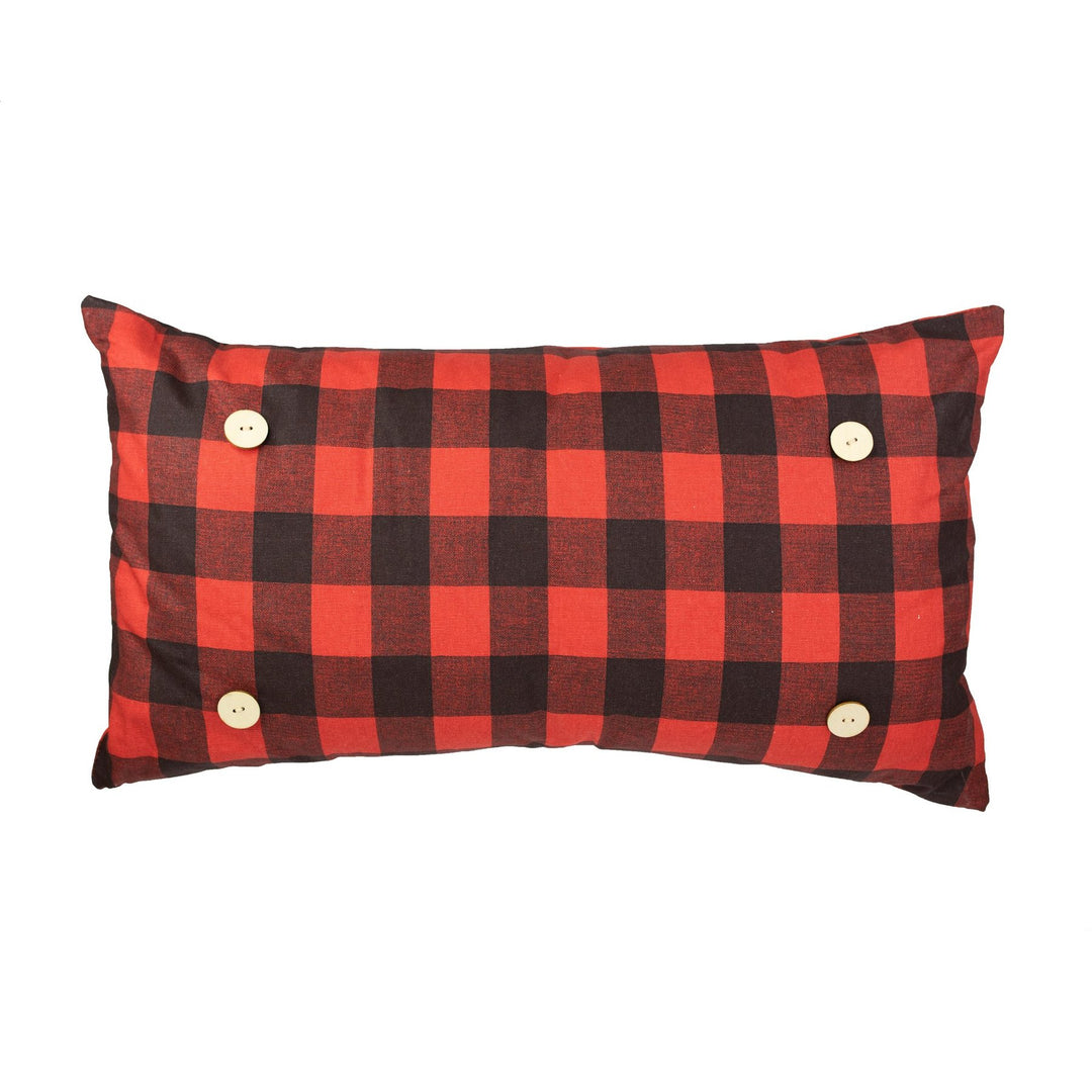 Red Buffalo Plaid Button Pillow