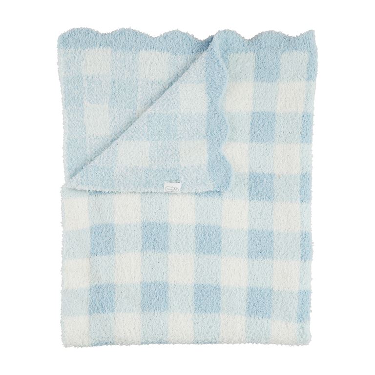 Gingham Scalloped Chenille Blanket