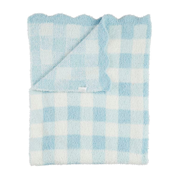 Gingham Scalloped Chenille Blanket