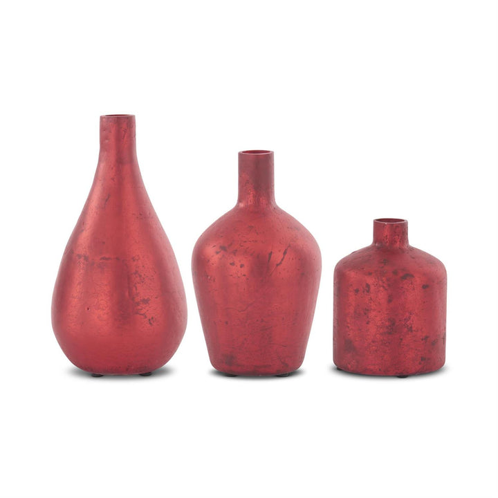 Red Matte Glass Bottle Vase