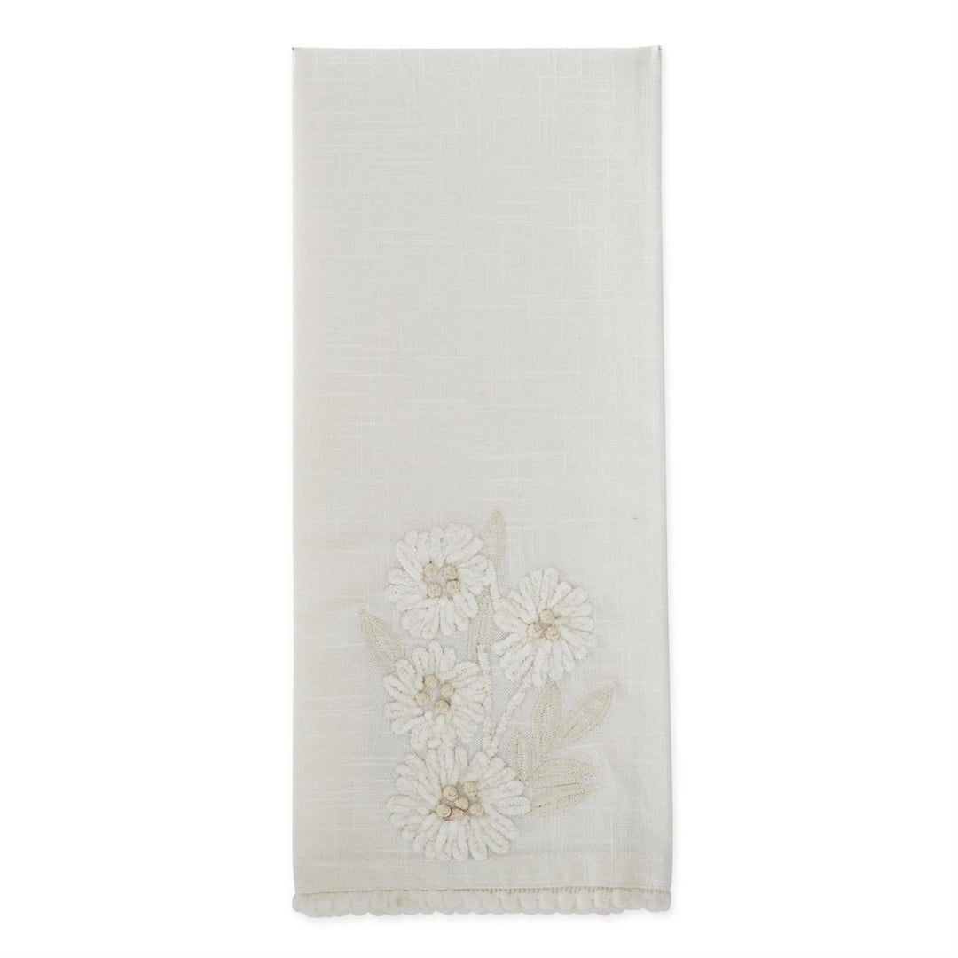 Cream Embroidered Floral Towel