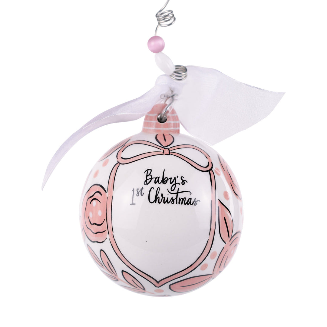Pink Bow 1st Christmas Ornament