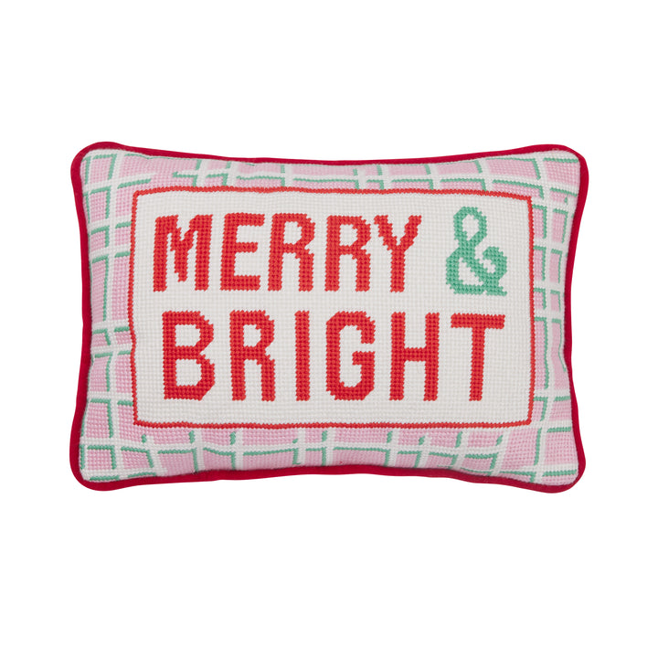 Merry & Bright Embroidered Pillow