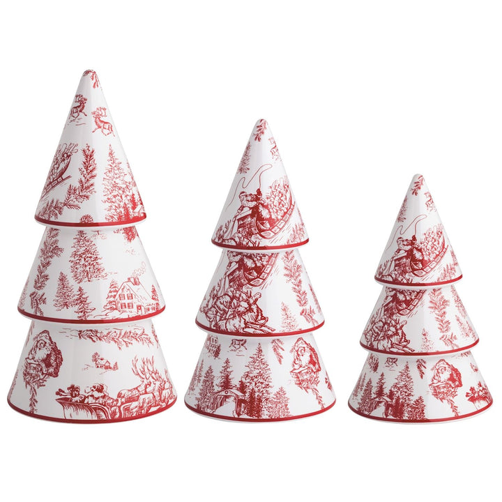 Red Toile Ceramic Tree