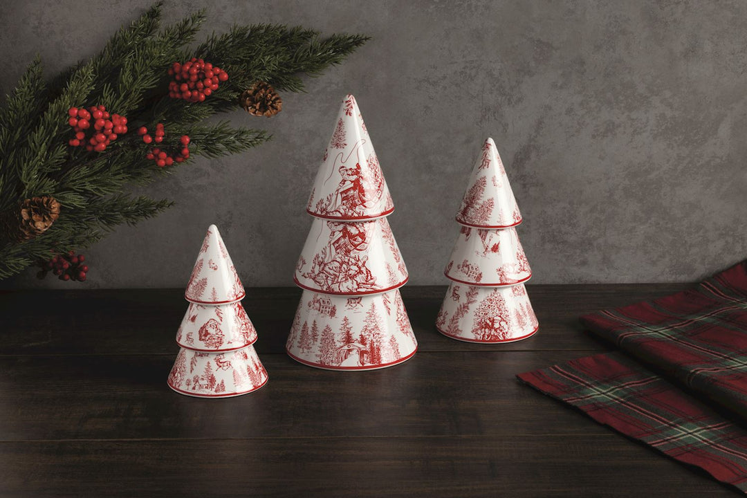 Red Toile Ceramic Tree