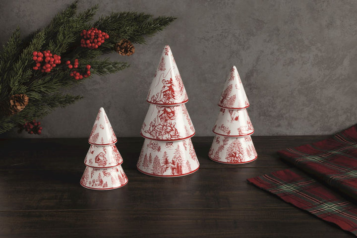 Red Toile Ceramic Tree