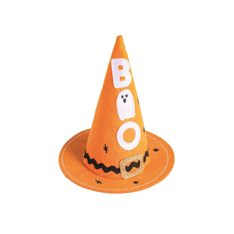 Orange Halloween witch hat with &