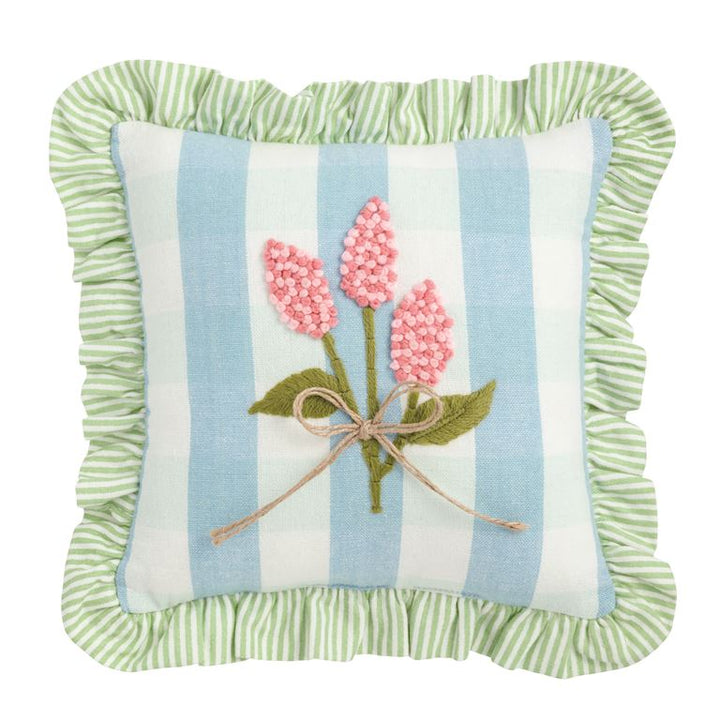 Ruffle Floral Embroidered Pillow