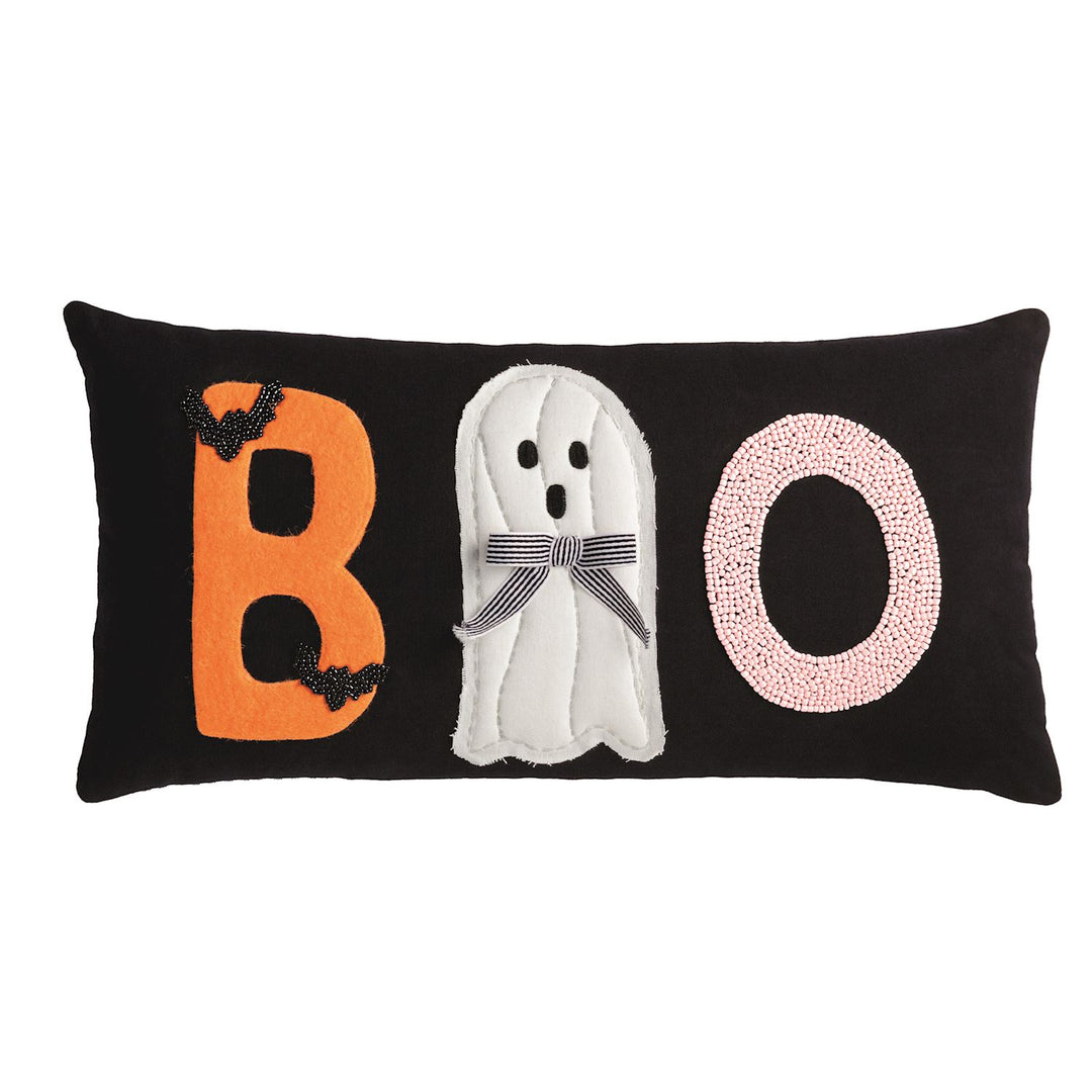 Halloween-themed decorative pillow with &