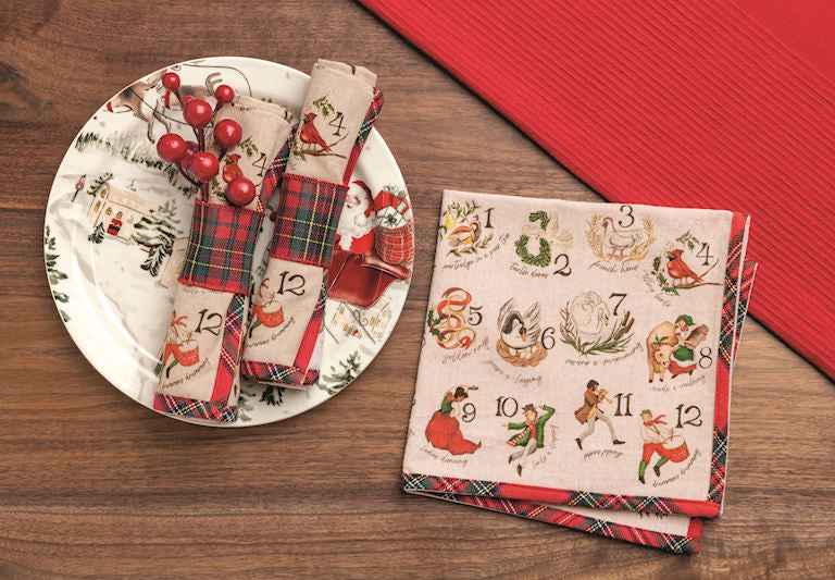 12 Days of Christmas Napkins, Set of 4