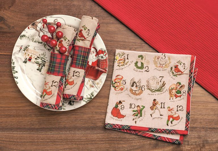 12 Days of Christmas Napkins, Set of 4