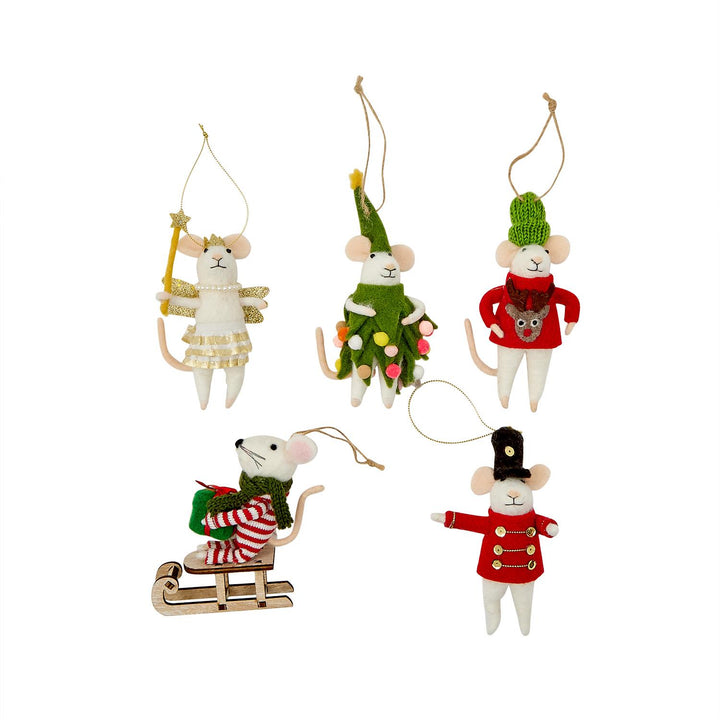 Felt White Mouse Ornament