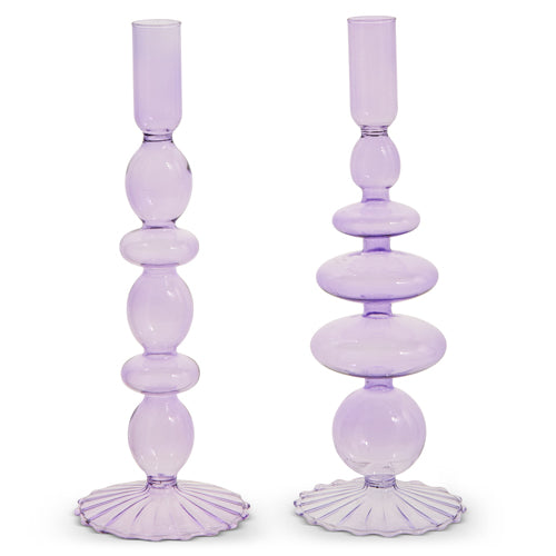Purple Glass Candle Stick