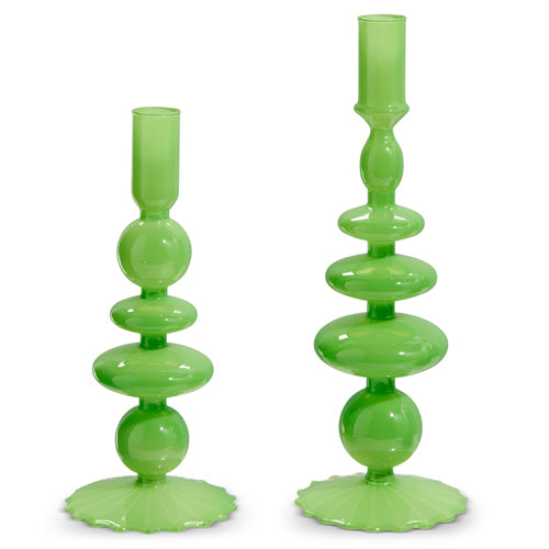 Green Opaque Glass Candle Stick