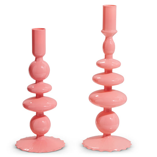 Pink Glass Candle Stick
