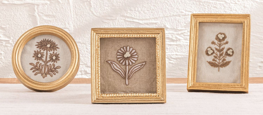 Framed Block Print Flower