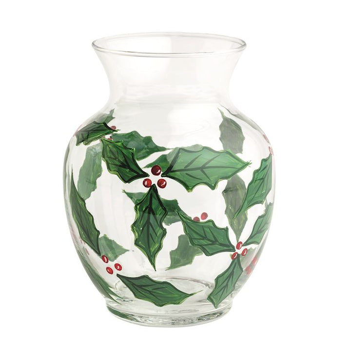 Holly Glass Painted Vase