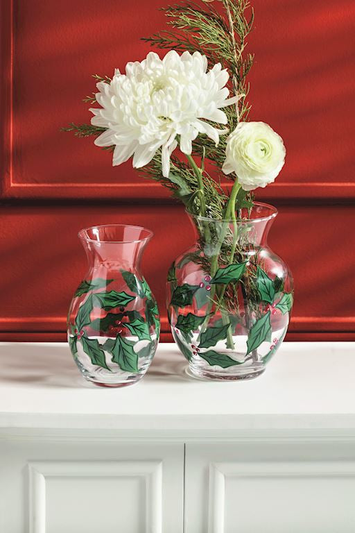 Holly Glass Painted Vase